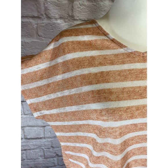 Weekends CHICOS Womens Shirt SZ 2 (L) Orange Striped Dolman Sleeve Top 8736 - Picture 2 of 6